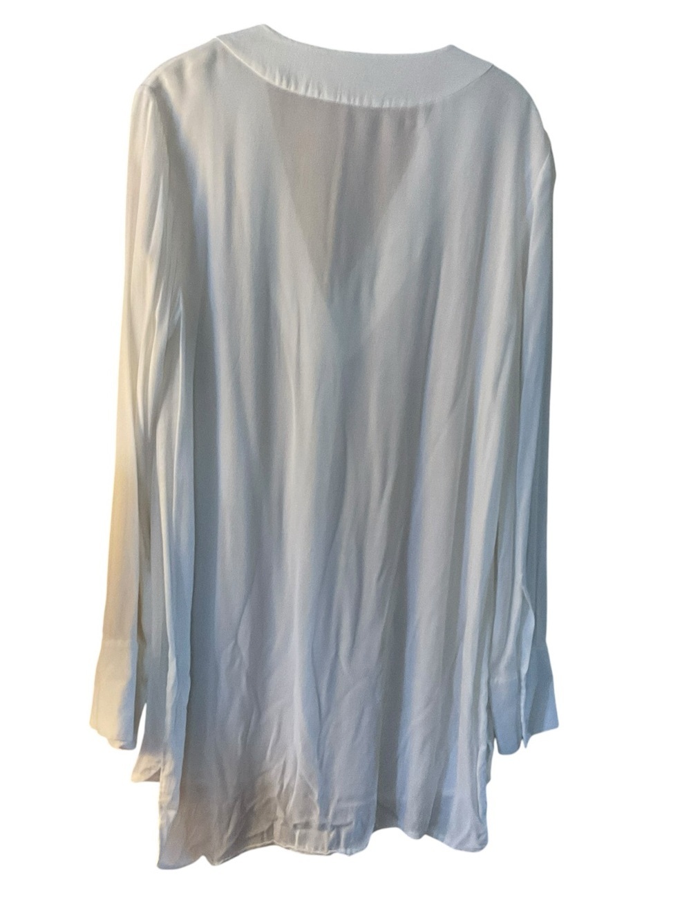Vince White Silk Blend Tunic Blouse Long Sleeve V-Neck Hi Low Top Size Large - Picture 6 of 8